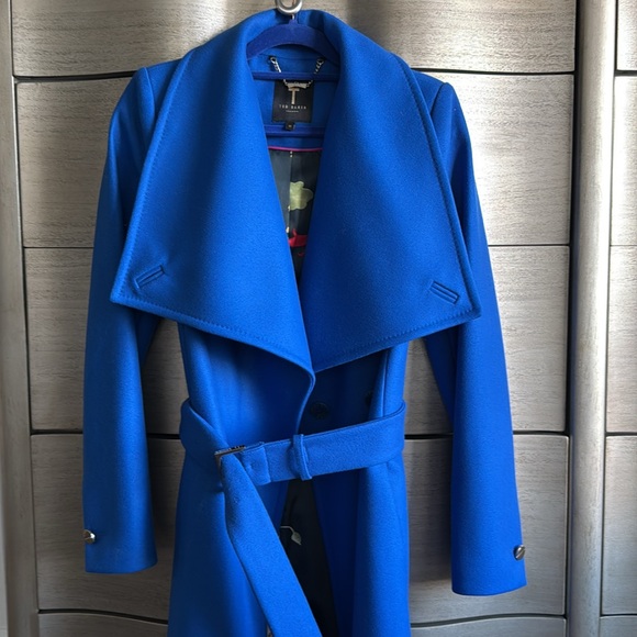 Ted Baker Madigan Draped Front Coat, Royal Blue - Picture 5 of 9